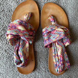 2010s stretchy colorful rainbow sandals